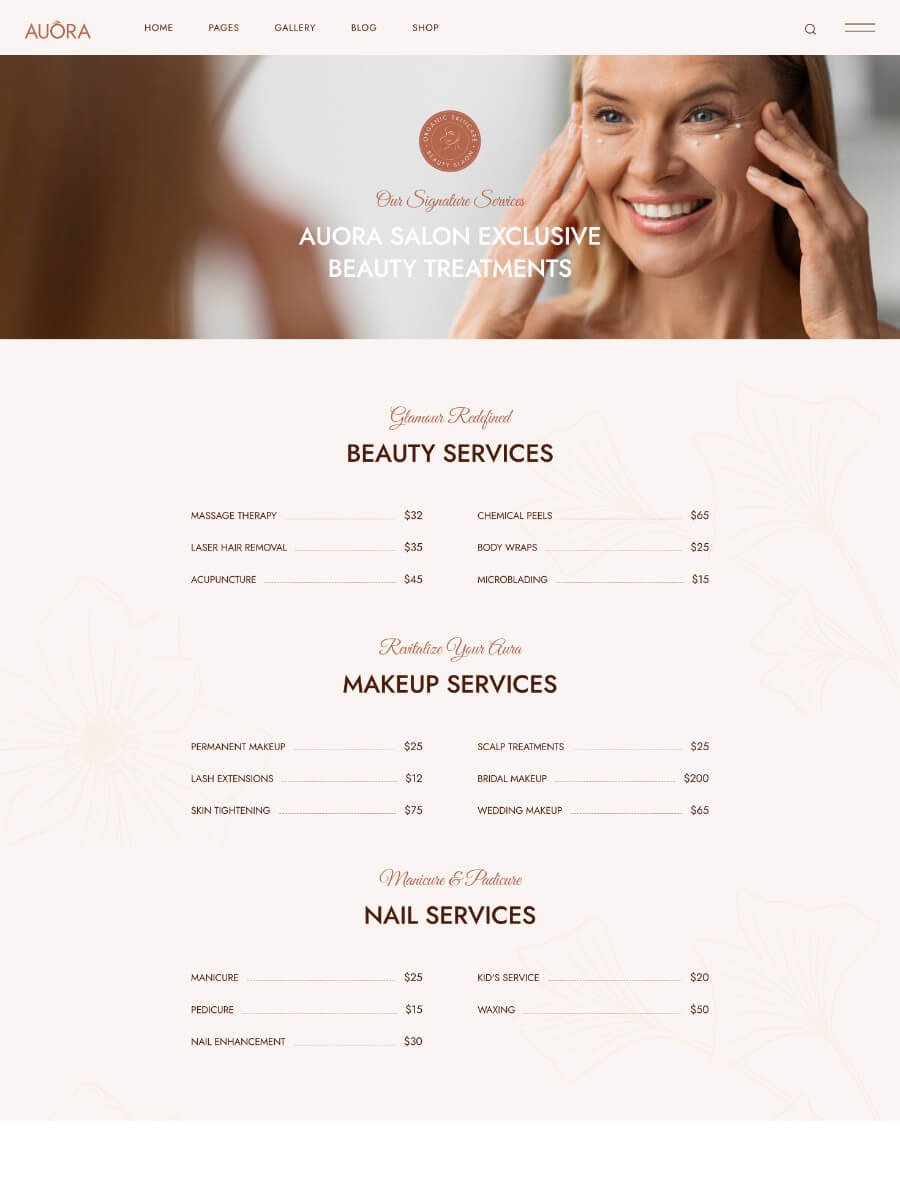 Our Services List